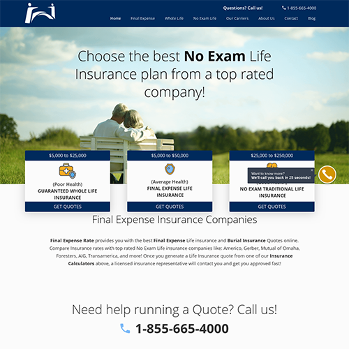 Historical finalexpenserate.com website preview