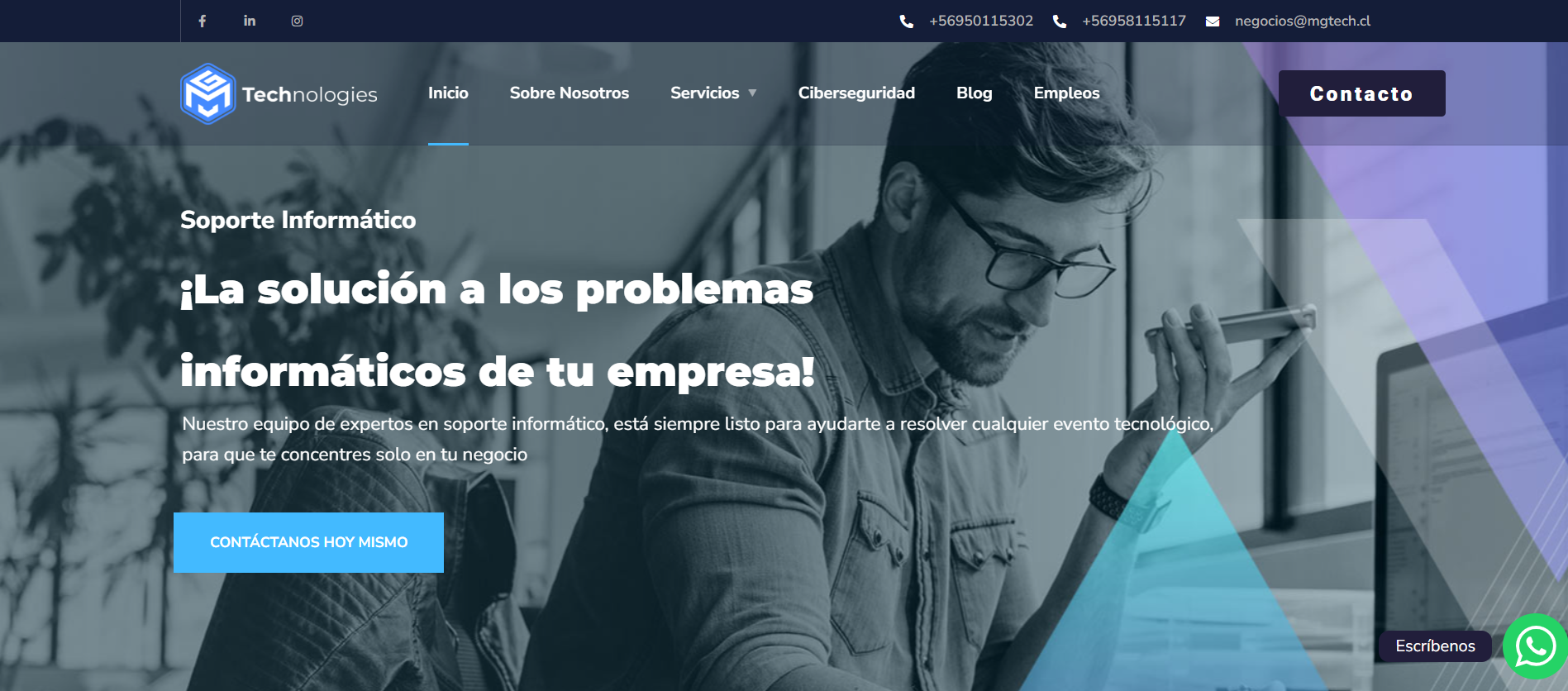 Historical mgtech.cl website preview